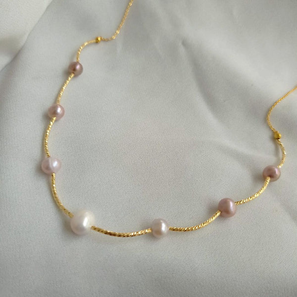 Exquisite Pearl Necklace with 18k Gold Plating | 17-18 Inch Length