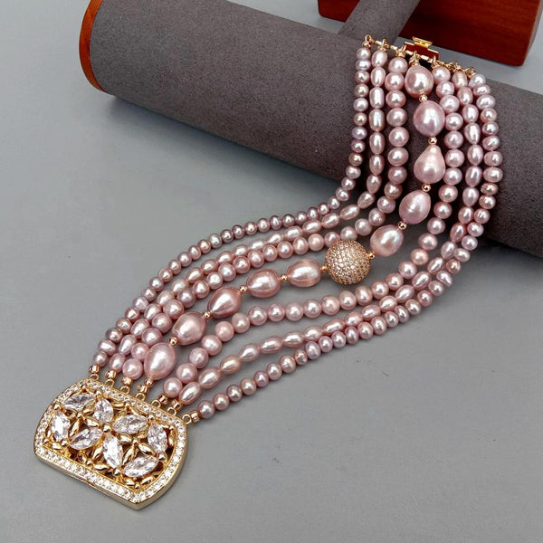 Natural Fresh Water Pearl Multilayer Charm Bracelet Original Design Jewelry