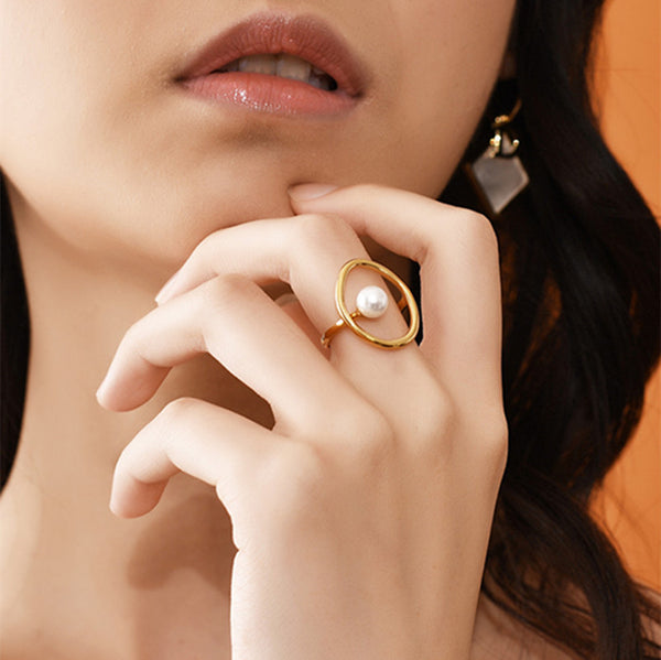 Freshwater Pearl Open Ring - Adjustable Niche Jewelry