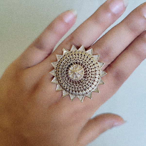 Sunflower Adjustable Ethnic Design Ring
