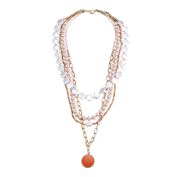 Cross-border crystal pearl alloy necklace multi-layer multiple factory direct sales Crystal pearl necklace