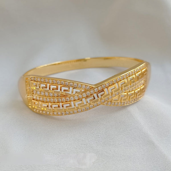 Elegance Adorned Gold-Plated White Stone Bangle
