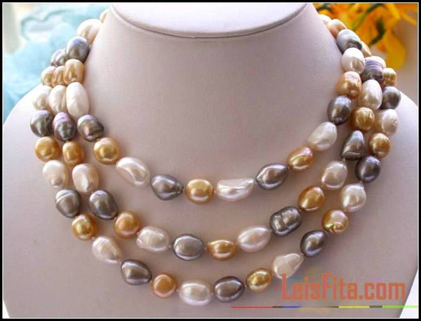 CHPNL South sea shell pearl Jewelry long Necklace 3layer