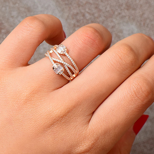 NEW Trendy GEOMETRIC Ring for Women Wedding Cubic Zircon Finger Rings Beads Charm Ring Bohemian Beach Jewelry Gift