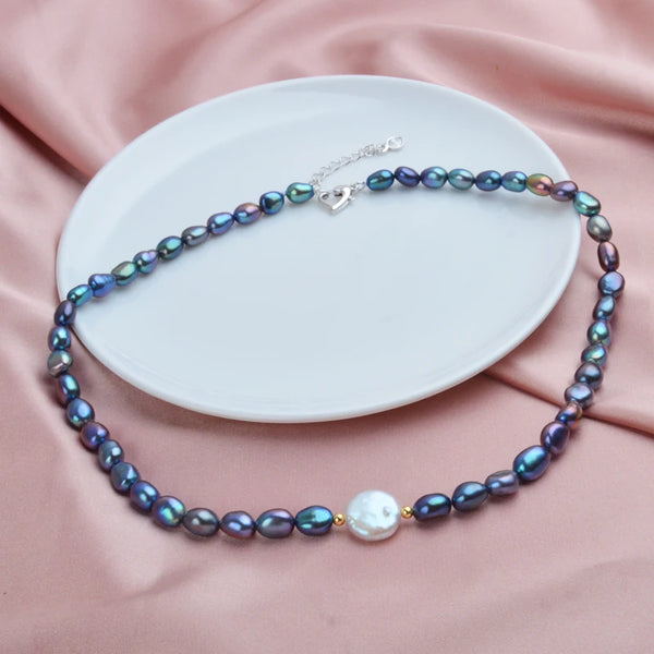 Black Natural Freshwater Baroque Pearl choker Necklace for Women 925 Sterling Silver Jewelry Fashion Necklaces