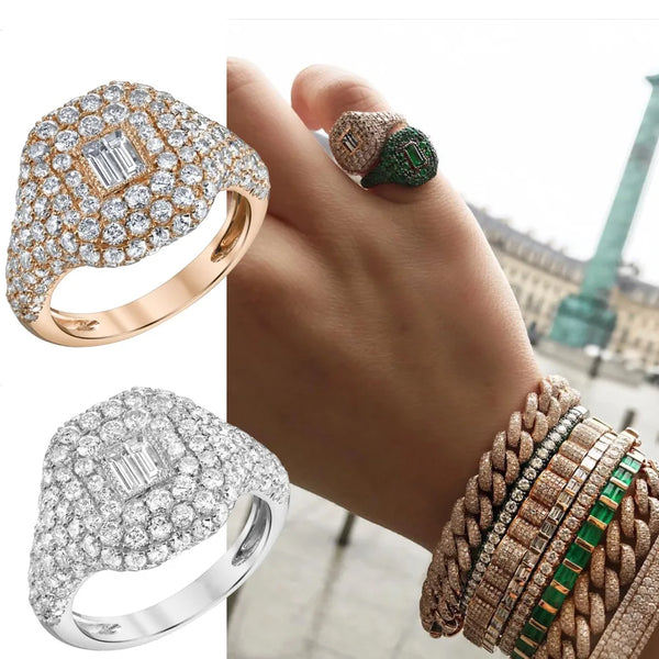 Spring Collection Luxury Stackable Chic Rings For Women Wedding Cubic Zircon Engagement Dubai Bridal Statement Finger Ring