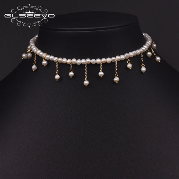 Original Design Handmade Beaded Tassel Choker Necklace For Best Friend Natural Fresh Water Pearl Luxury Jewelry GN0227