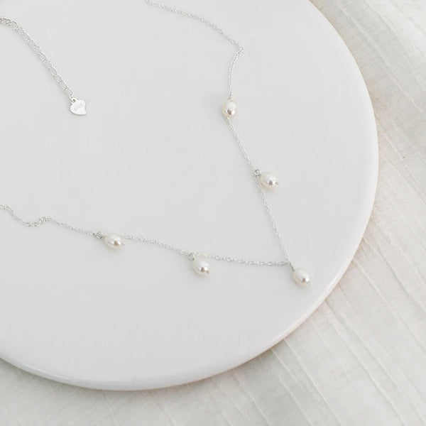 Real 925 Sterling Silver Chain Necklace for Girl Handmade Freshwater Pearl Jewelry