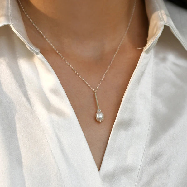 Natural Freshwater Pearl Pendant Necklace 925 Sterling Silver Fashion Jewelry for Women Gifts