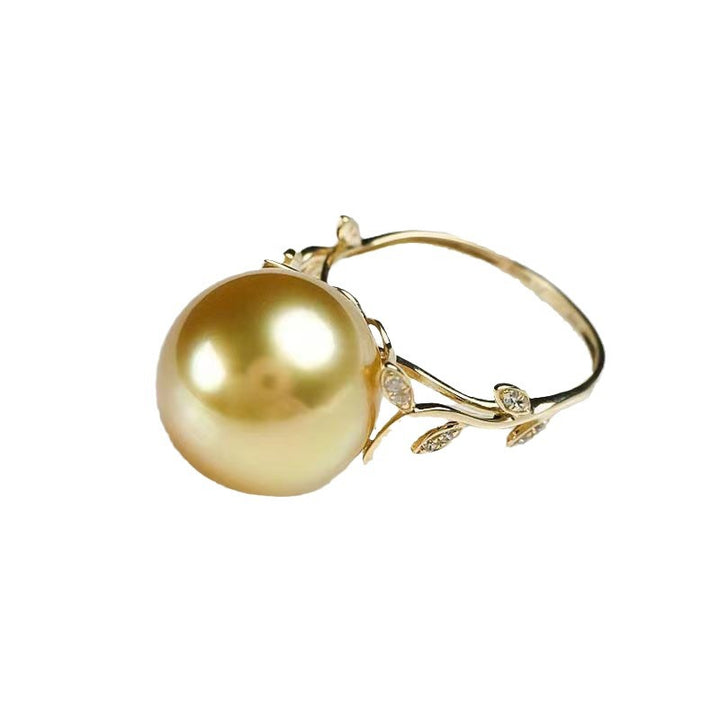 Elegant South Seas Gold Pearl Leaf Ring