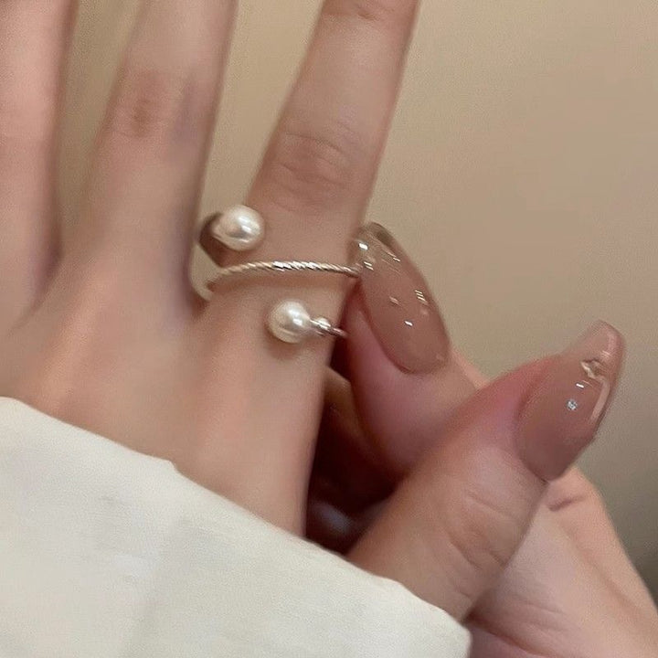 Women's Celebrity Pearl Opening Ring - Luxury Niche Adjustable Index Finger Ring