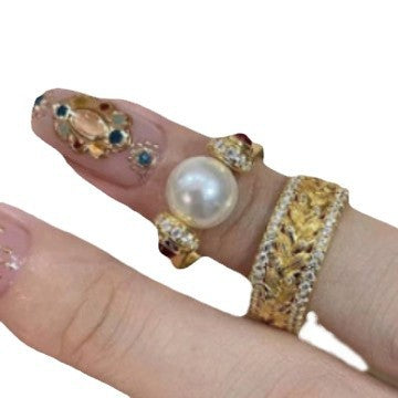 Women's Diamond & Pearl Fashion Ring