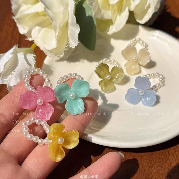 Girls' Trendy Pearl Flower Ring - Dopamine Ring