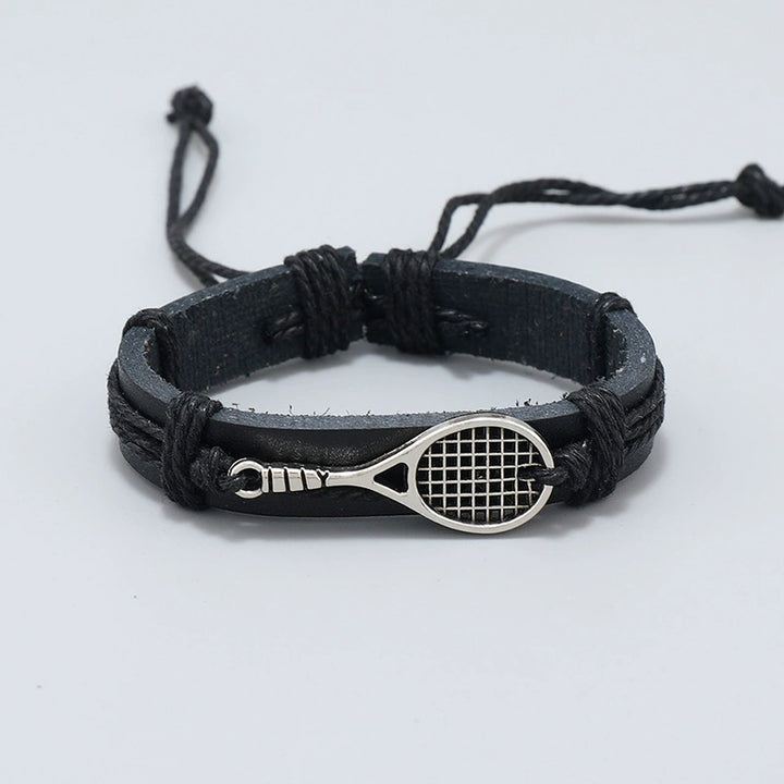 Men's Black Woven Tennis Leather Bracelet