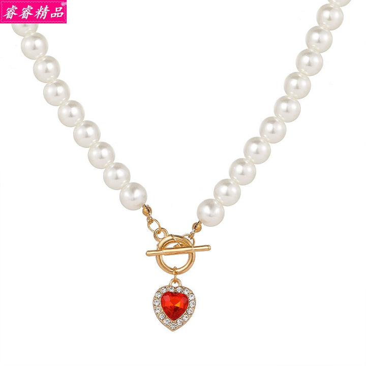 New wedding pearl necklace women heart pendant bride choker