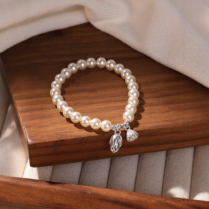 Lotus pod pearl bracelet, women's two generations of beads, small niche versatile design, gentle and fashionable, hand jewelry accessories