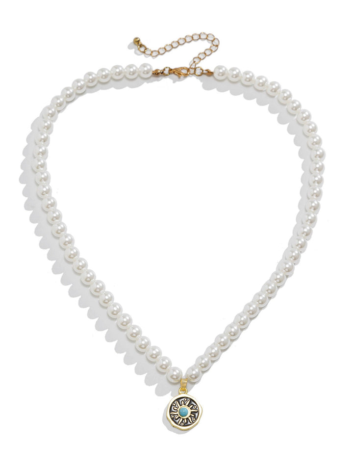 Jewelry men's high-end pearl necklace versatile hip-hop sun
