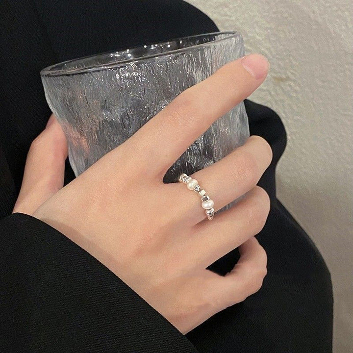 Women's Index Finger Silver Pearl Ring