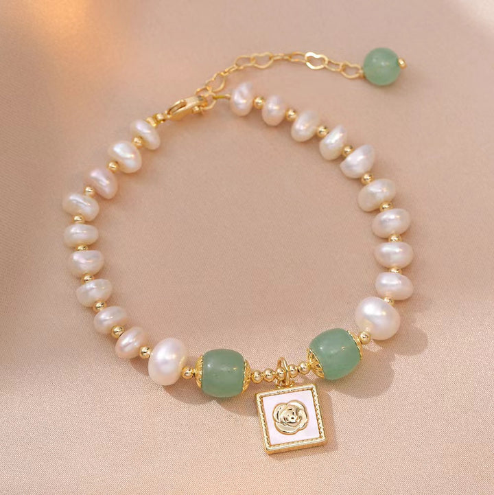 Korean Style Pearl & Aventurine Bracelet