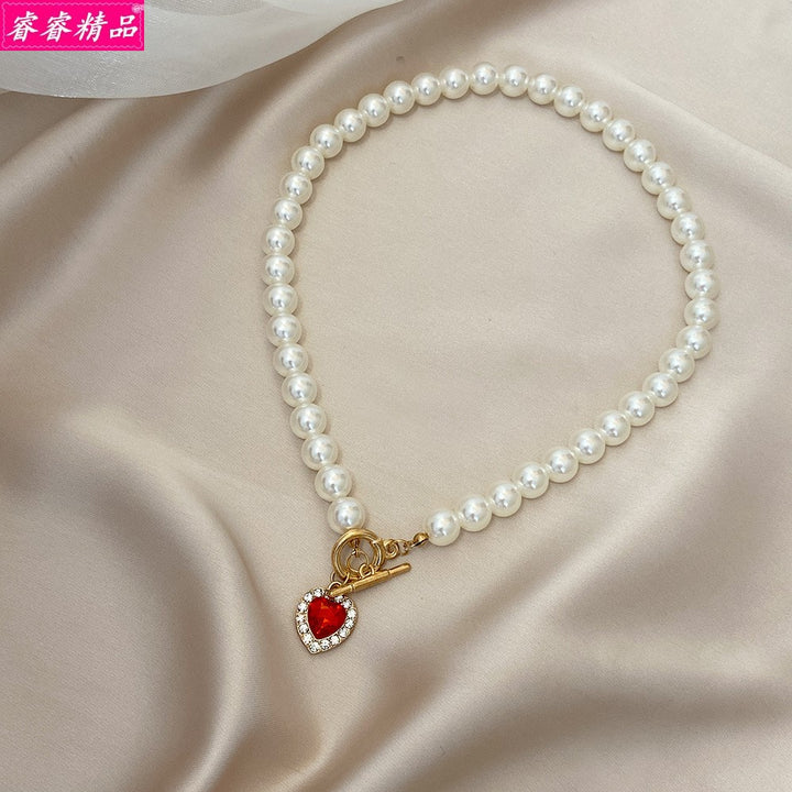 New wedding pearl necklace women heart pendant bride choker