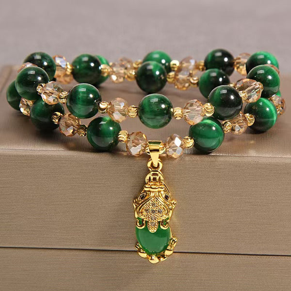 Natural Tiger's Eye Stone Ancient Style Transfer Pixiu Bracelet Wangfu Stone Transfer Fortune Fox Niche High-end Bracelet