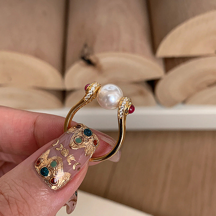 Women's Diamond & Pearl Fashion Ring