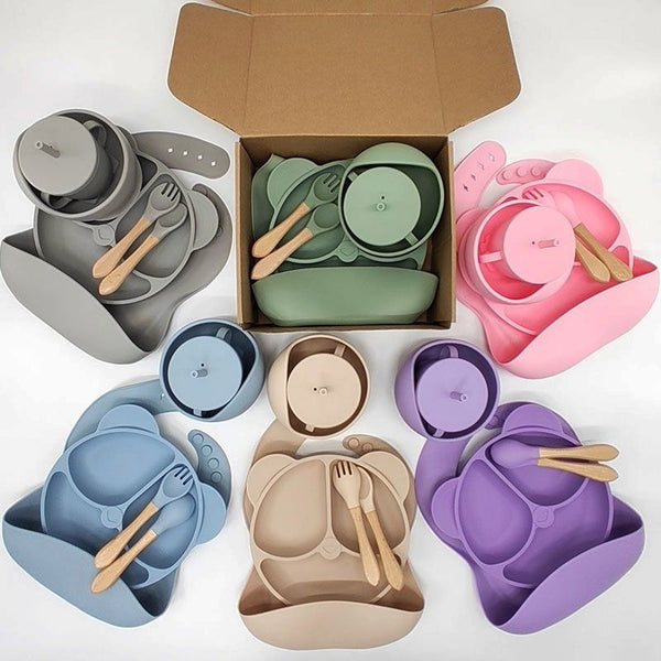 6 Pieces Set of Silicone Baby Products Baby Tableware Set Children's Products Baby Food Bowl Maternal and Baby Products Source