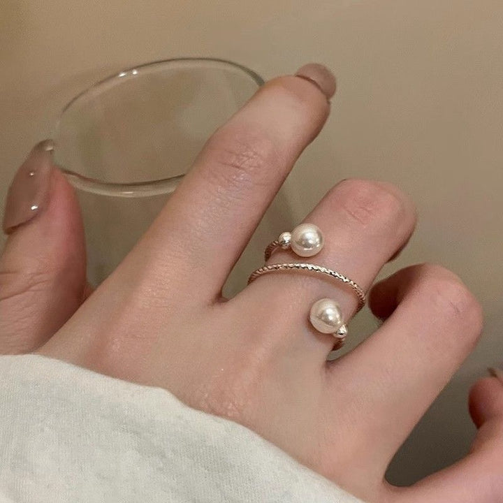 Women's Celebrity Pearl Opening Ring - Luxury Niche Adjustable Index Finger Ring