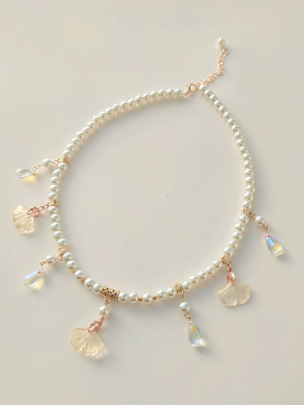 Children's pearl necklace, antique style collar, handmade ethnic style, hanfu accessories, daily ruyi lock,