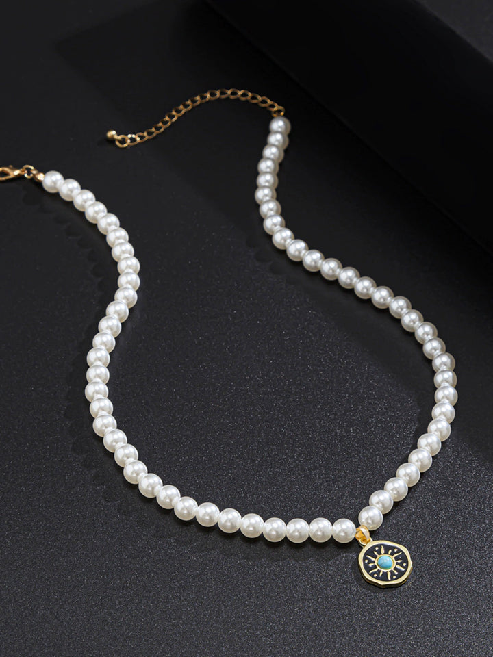 Jewelry men's high-end pearl necklace versatile hip-hop sun