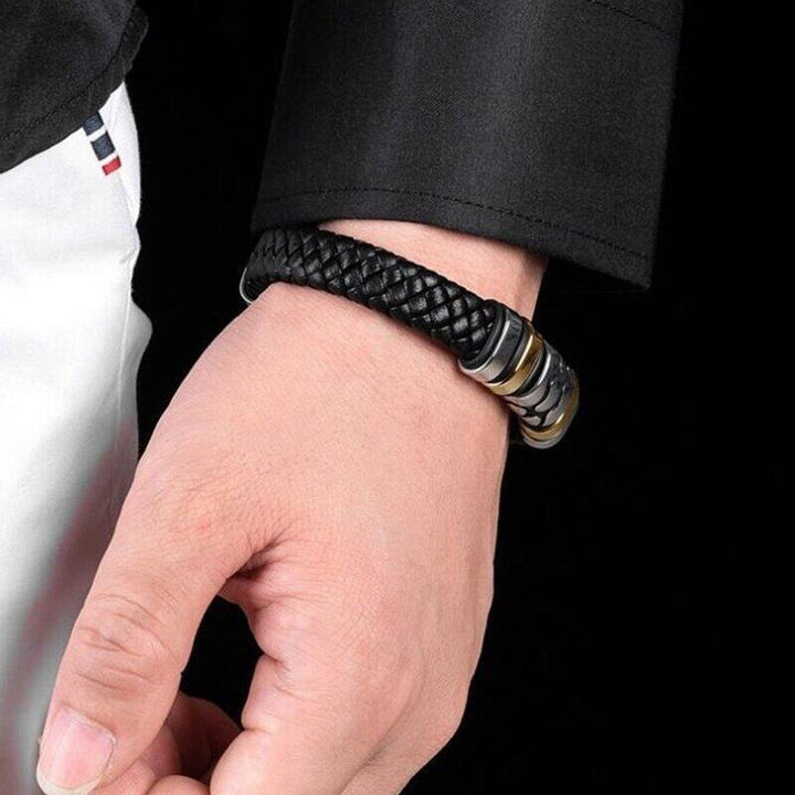 Trendy Punk Men's Woven Leather Bracelet