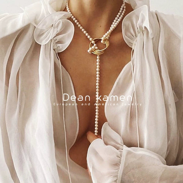 Necklace feminine light luxury niche sweater chain Pearl necklace women's sweater chain