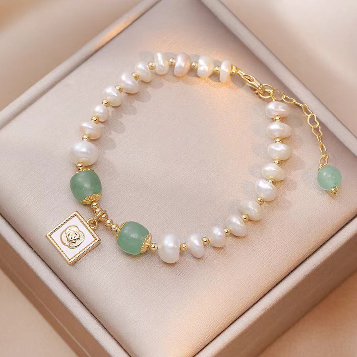 Korean Style Pearl & Aventurine Bracelet