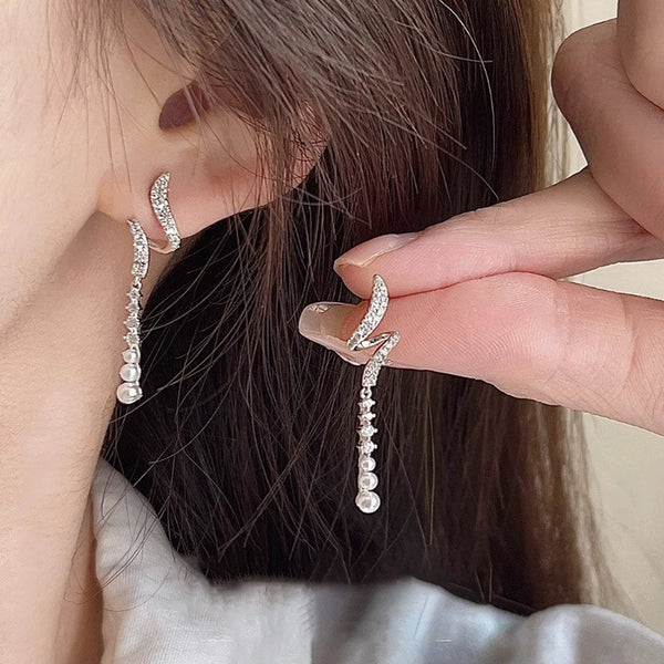 Girls Spiral Diamond Pearl Stud Earrings