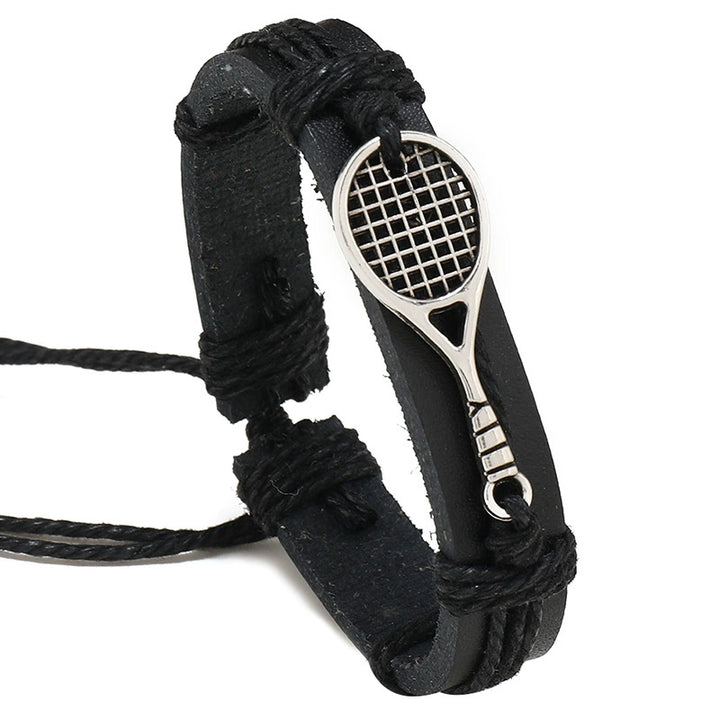 Men's Black Woven Tennis Leather Bracelet