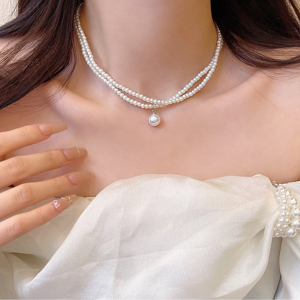 Trendy Korean Style Double-Layer Pearl Necklace