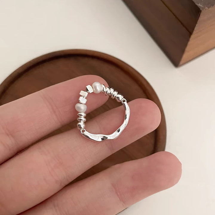 Women's Index Finger Silver Pearl Ring