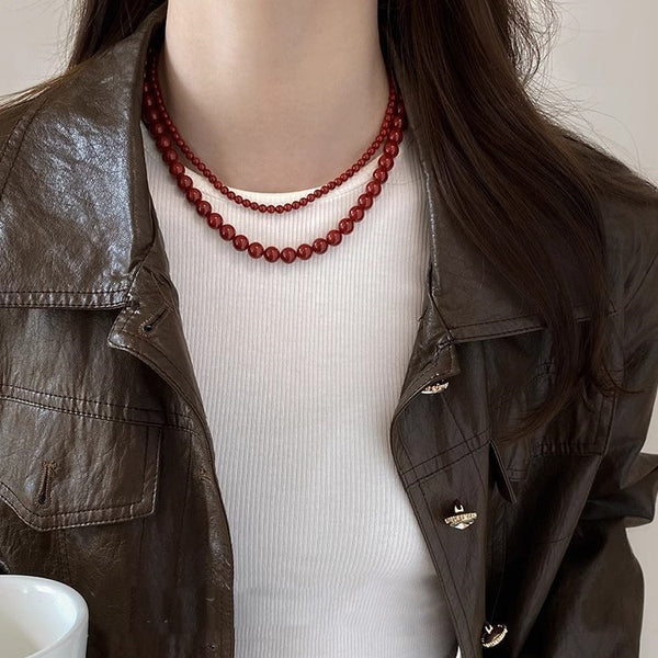Women's Red Shijia Clavicle Pearl Necklace