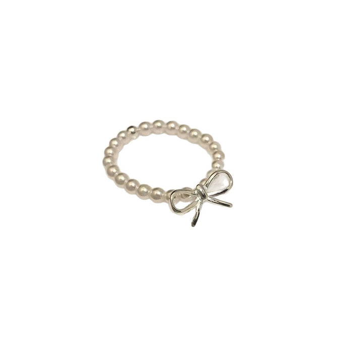 Women's Adjustable  Bow Pearl Elastic Ring