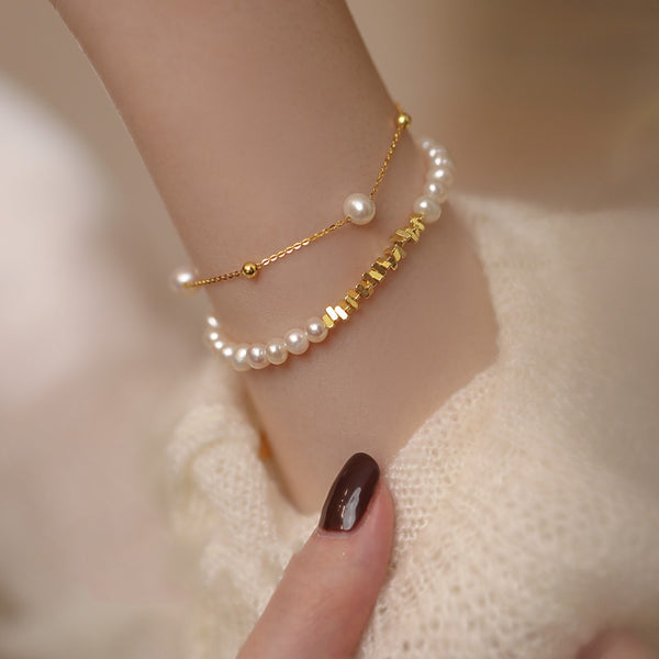 Broken silver, a few taels of millet pearl bracelets, women's niche sense of luxury, 2023 new trendy light luxury temperament versatile bracelet