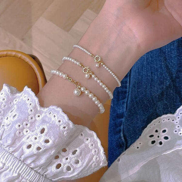 Versatile Round Pearl Metal Bracelet