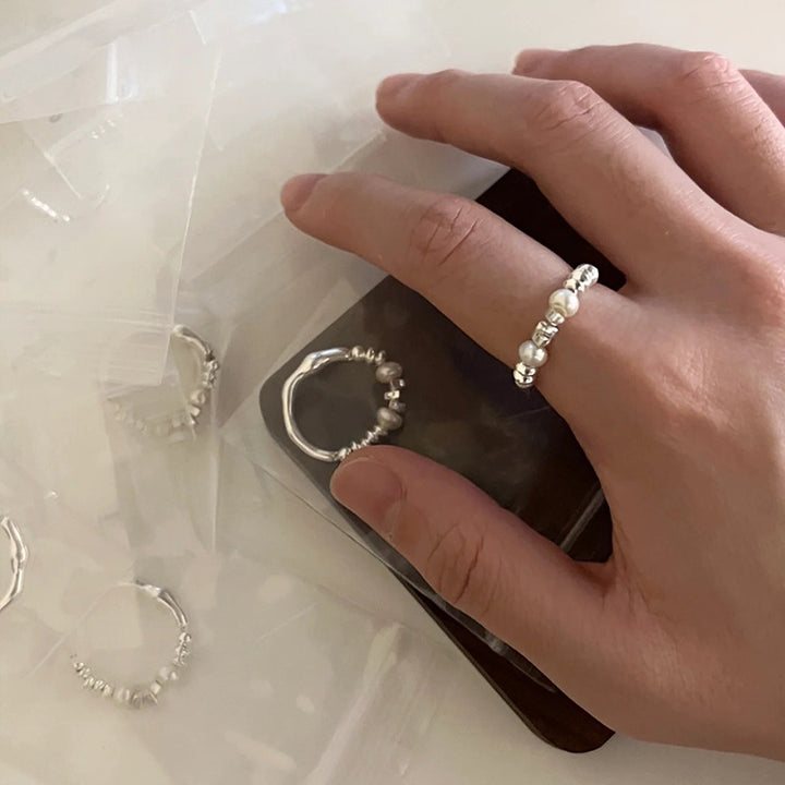 Women's Crushed Silver Pearl Ring