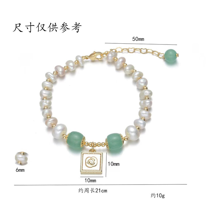 Korean Style Pearl & Aventurine Bracelet