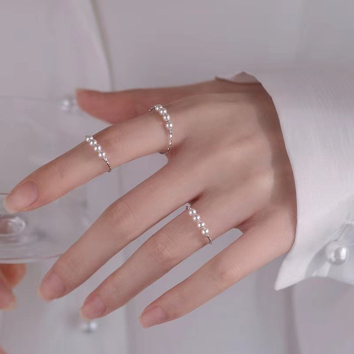 Women's Silver-Plated Index Finger Pearl Ring