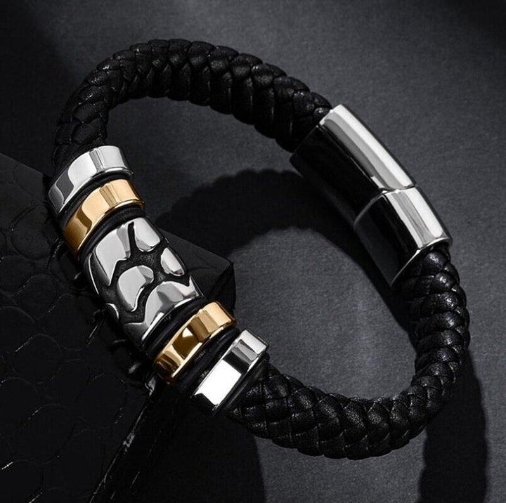 Trendy Punk Men's Woven Leather Bracelet