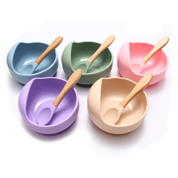 Kids Snail Bowl Food Bowl with Spoon Silicone  Food Grade High Temperature Resistant Baby Feeding Tableware