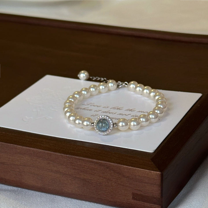 Shijia Seiko Aquamarine Pearl Bracelet Women's Ins Versatile, Exquisite Beading, Light Luxury Temperament, High-end Jewelry