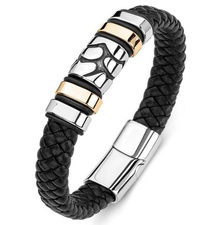 Trendy Punk Men's Woven Leather Bracelet