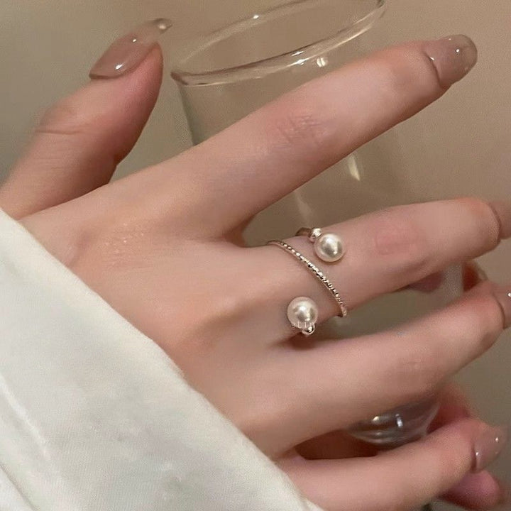 Women's Celebrity Pearl Opening Ring - Luxury Niche Adjustable Index Finger Ring
