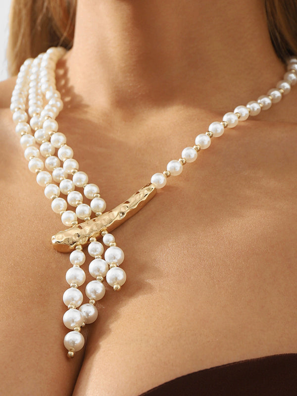 Retro Pearl Necklace European alloy women